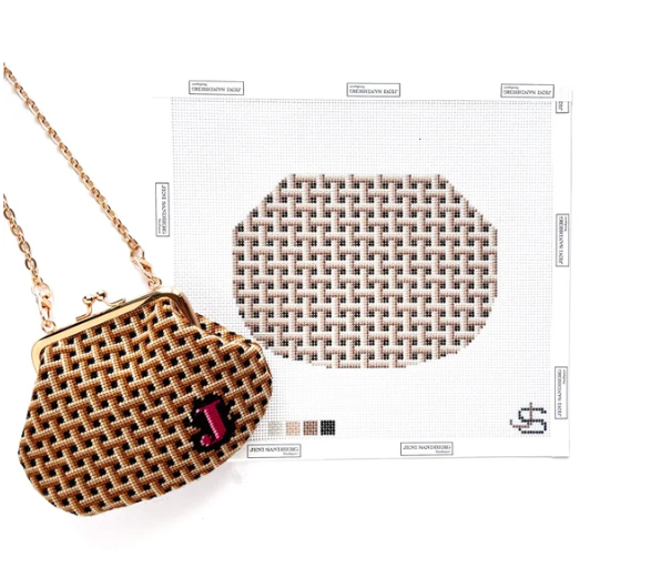Basketweave Kiss lock Bag