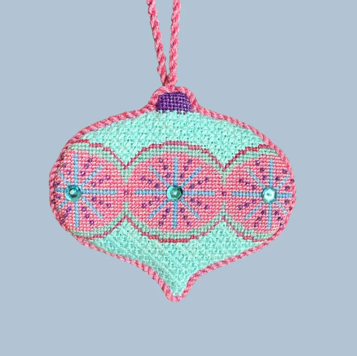 Mid Century Mod Ornament - Starburst Circles Needlepoint Canvas