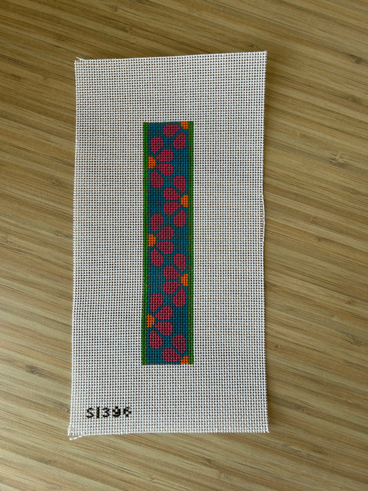 Pink Daises on Blue Key Fob/Bookmark