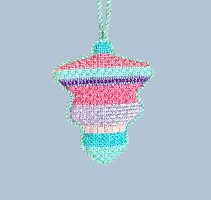 Mid Century Mod Ornament - Vintage Stripes Needlepoint Canvas