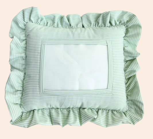 Self Finishing Pillow - Green Stripe