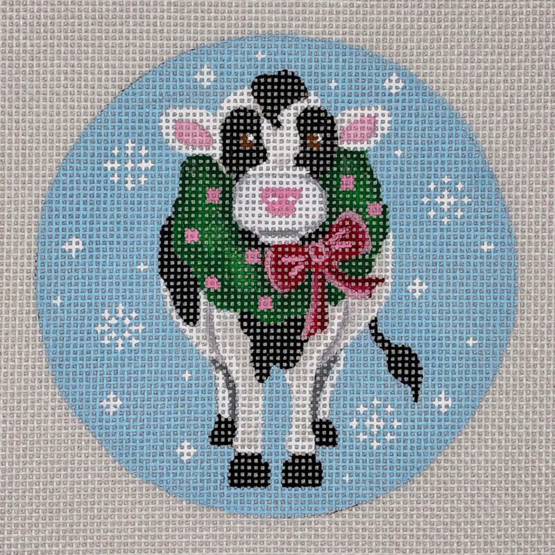 Christmas Cow with Wreath