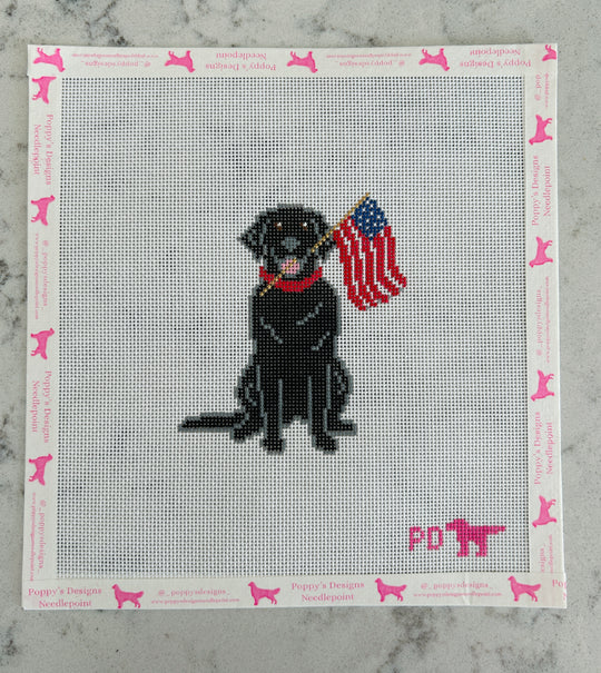 Black Lab with Flag