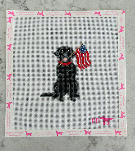Black Lab with Flag